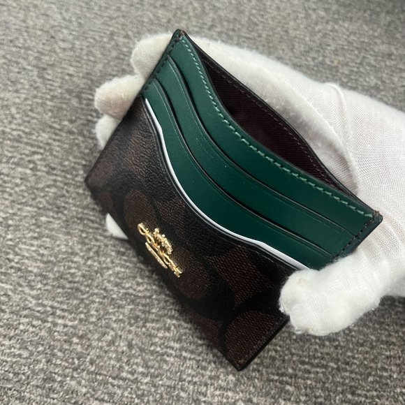 NWT COACH Slim Id Card Case In Signature Canvas - Im/Brown/Dark Pine - CH415 - Picture 3 of 3